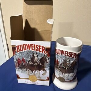 Budweiser 2021 Holiday Clydesdale Stein-Plaid Holiday Christmas mug with Box